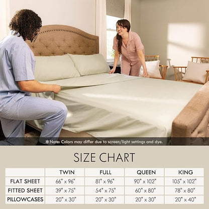 ClevaHome Twin Size Sheet Set - 4 Piece Soft Breathable Luxury Bed Sheet Set - Shrinkage & Fade Resistant Embroidered Bedding Sheet with Deep Pocket, 2 Extra Pillowcases (Twin, Oat Milk)