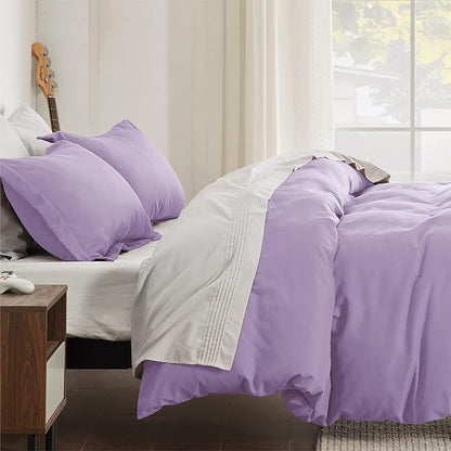 Bedsure Duvet Cover Queen Size - Soft Double Brushed Bedding Set for Kids & Adults, Zipper Closure, 3 Pieces, Includes 1 Duvet Cover (90"x90") & 2 Pillow Shams, NO Comforter, Orchid Bloom