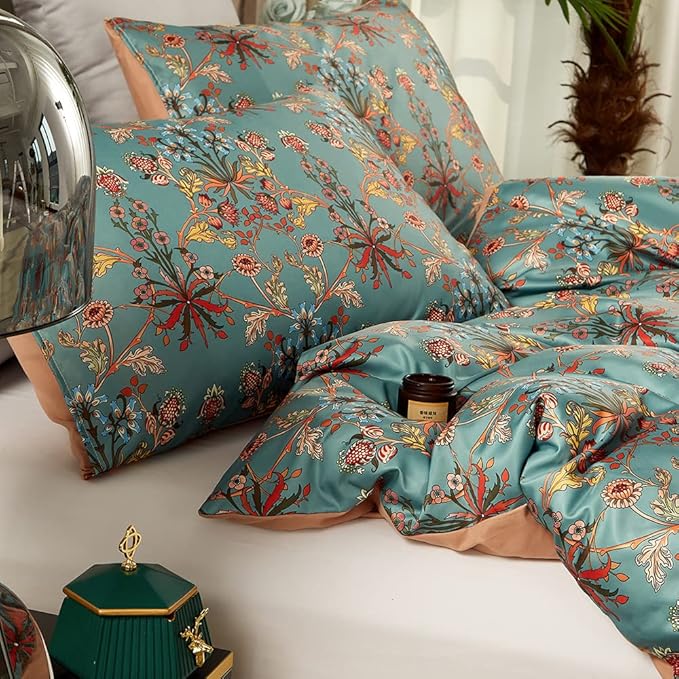 Cupocupa Duvet Cover King Size Set Boho Floral Pattern King Duvet Cover Set for King Size Bed Vintage Soft Bedding Leaf Print Paisley Duvet Cover with Pillowcases