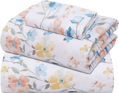 ZOYER 100% Cotton Sheets – Twin Size Percale Bedding, Cooling & Breathable, Durable with a Crisp, Soft & Comfortable Feel, 16" Deep Pocket, 3-Piece Set, Summer Spring