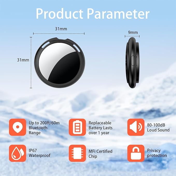 4Pack Tracker Tags MFi Certified Pair with Apple Find My iOS Only Bluetooth | Air Smart Tracking Tag Key Finder Item Locator Gloable Tracking for Pet Bag Wallet Dog Luggage Replaceable Battery Waterproof