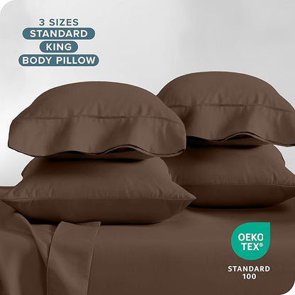Bare Home Microfiber King Size Pillowcases - 4 Pack, Cocoa, 20x40