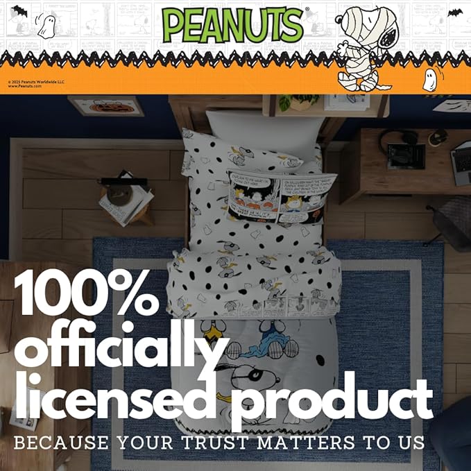 Peanuts Snoopy Bedding Set, 4 Piece Super Soft Reversible Comforter and Sheet Set, Twin, (100% Officially Licensed Product) by Franco Collectibles