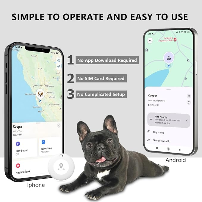 GPS Tracker for Dogs – Smart Dog Collar & Pet Tracker with Real-Time Location, No Monthly Fee, Unlimited Range (iOS & Android) – Fits Small to Large Dogs(Locator Included) (Black)