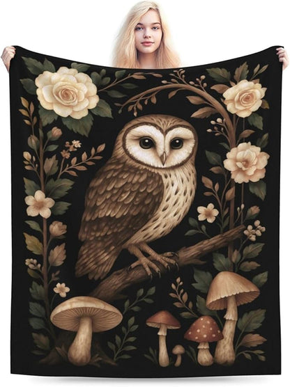 Gothic Owl Blanket Super Soft Warm Fluffy Fleece Flannel Animal Throw Blanket Cozy Fuzzy Plush Stuff Bedding Blankets Gifts for Women Kids Boys Girls Adults 80"X60"