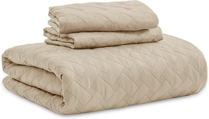 Bedsure Quilts Queen Size - Lightweight Bedspreads Queen Size with Basket Weave Pattern, Soft Quilt Bedding Set, Hazel Comforter Set Coverlet for All Seasons with 2 Pillow Shams (90" x 96") | Skin-Friendly Soft, All-Season Comfort, Breathable, Lightwei...