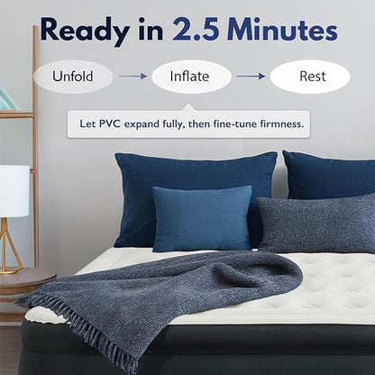 King Koil Luxury Plush Pillow Top California King Air Mattress with Built-in High-Speed Patented Pump for Home, Camping & Guests, Inflatable Double High Blow Up Airbed, Waterproof, 1-Year Warranty