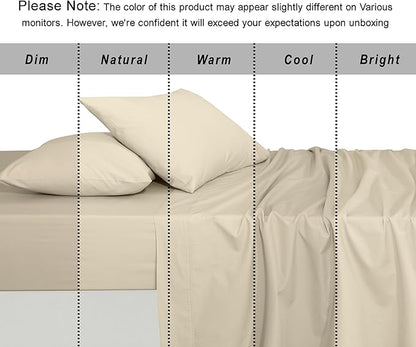 RUVANTI 100% Organic Cotton Sheets King Size, Percale Weave, GOTS Certified, 4-Piece Set, Deep Pocket 15", Crisp & Breathable, Soft Durable Bedding, Sábanas Algodón Orgánico – Cloud Cream
