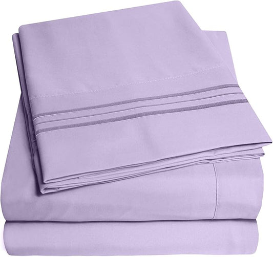 1500 Supreme Collection King Sheet Sets Lavender - Luxury Hotel Bed Sheets and Pillowcase Set for King Mattress - Extra Soft, Elastic Corner Straps, Deep Pocket Sheets, King Lavender