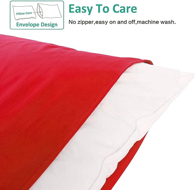 NTBAY King Pillowcase Set - 2 Pack Brushed Microfiber 20x36 Pillowcases - Soft, Wrinkle-Free, Fade-Resistant, Stain-Resistant, Red Pillowcases with Envelope Closure - 20x36 Inches, Red