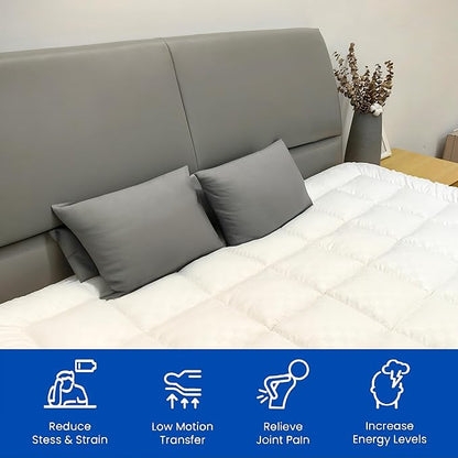 Nutan, Quilted Fitted Fluffy & Soft Mattress Pad, Breathable Mattres Topper, Cooling Protector Cover with 18” Deep Pocket, Full, White