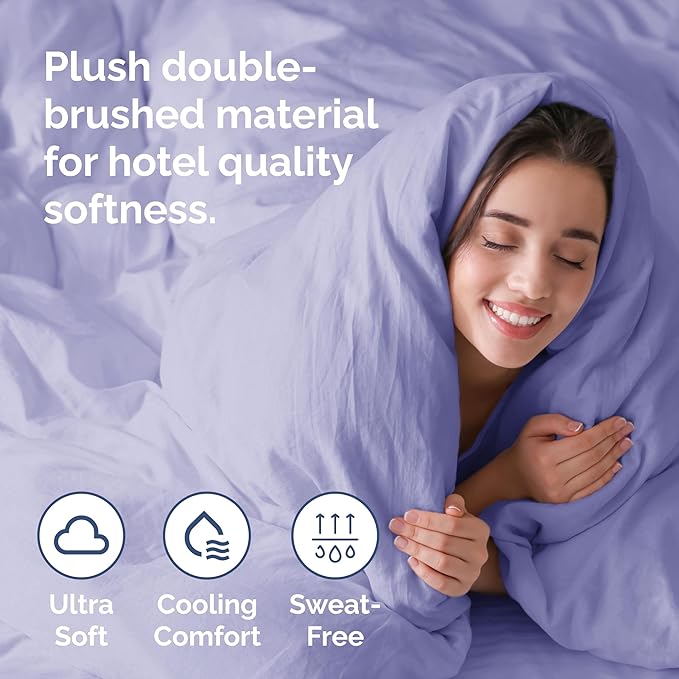 Duvet Cover Twin/Twin XL Size Set - Extra Soft Twin/Twin XL Duvet Cover 68" x 90" with 1 Pillow Sham - Hotel Luxury, Easy Care, Fade Free with Zipper Closures & Ties - Comfy & Breathable (Lavender)