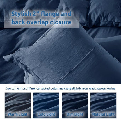 Nestl Navy Blue California King Duvet Cover Sets - Soft Prewashed Cal King Duvet Cover, 3 Piece, with Zipper Closure, 1 Duvet Cover 104x98 inches and 2 Pillow Shams