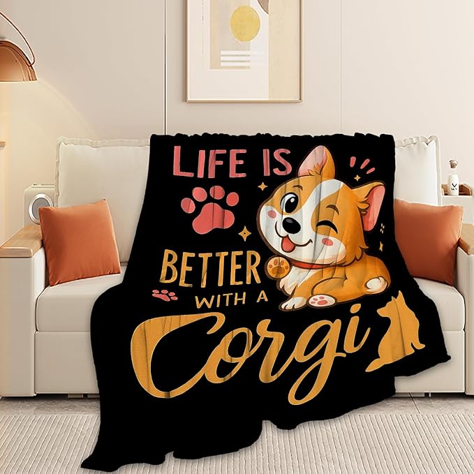 Corgi Blanket Super Soft Warm Fluffy Fleece Flannel Dog Animal Throw Blanket Cozy Fuzzy Plush Stuff Bedding Blankets Gifts for Women Kids Boys Girls Adults 50"X40"