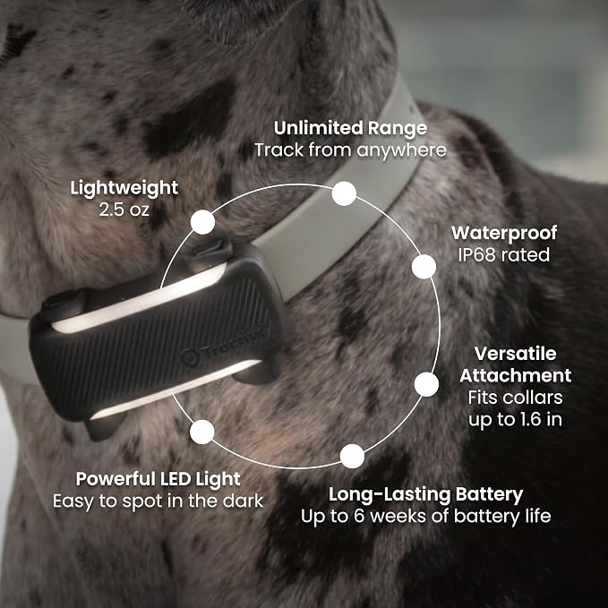 Tractive XL Smart Dog GPS Tracker | Live Pet Tracker with Virtual Fence | Vital Signs Monitoring of Heart & Respiratory Rate | Up to 6-Weeks Battery Life | Dog Collar Attachment (Brown)