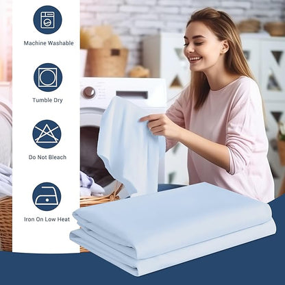 Pillowcases Queen 12 Pack, 20x30 Pillow Cases with Envelope Closure, Soft Plain Brushed Microfiber Covers Breathable Wrinkle-Resistant, Light Blue