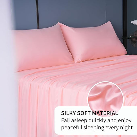 Best Season 1800 Thread Count Microfiber Fade Resistant Bed Sheet Set, 4 Piece, Full, Blush Pink