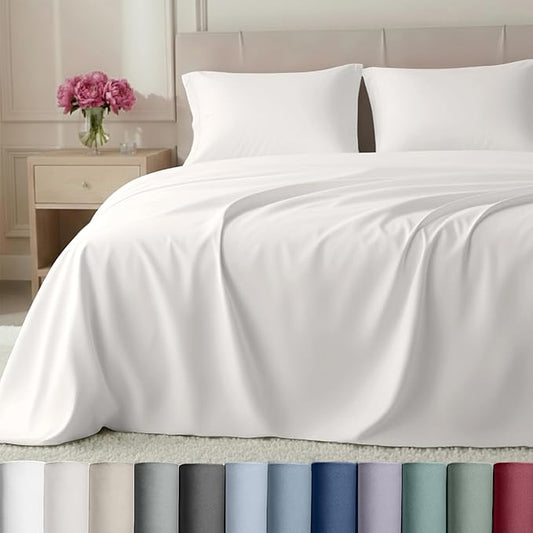 California Design Den Queen Sheets Set - Soft 800 Thread Count Sateen, 100% Cotton Bed Sheets Set with Deep Pockets, Durable Bedding - True Ivory