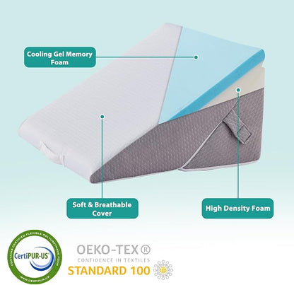 Wedge Pillow Headboard, 3PCS Orthopedic Bed Wedge Pillows Set for After Surgery, Adjustable Pillow Wedge for Acid Reflux&Back Pain Relief, Sleeping, Back Pillow for Bed Sitting Up, White/Grey