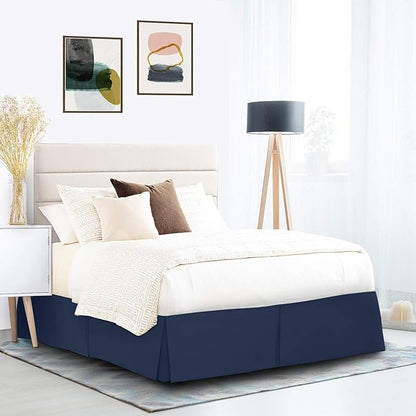 Nestl Navy Blue Full Bed Skirt - Full Size Bed Skirt 14 Inch Drop - Brushed Microfiber Bed Skirts - Hotel Quality Pleated Bed Skirt - Shrinkage & Fade Resistant