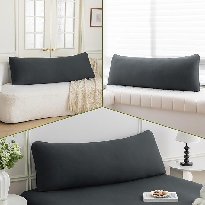 Stretchy Body Pillow Case Cover - Jersey Knit Long Pillowcase for Body Pillow, 1 Pack - Envelope Closure & Skin-Friendly, Soft and Breathable for Sleeping, 20"x54", Dark Gray