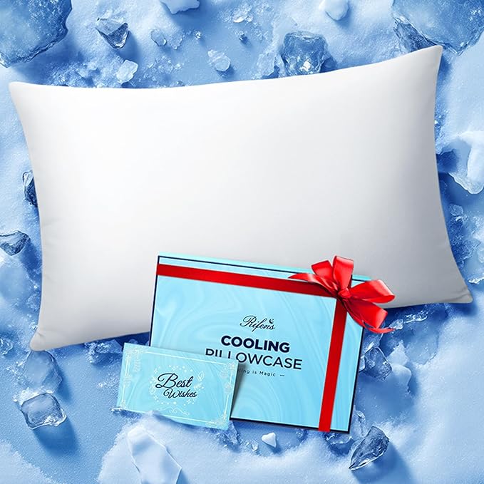 Ice Cooling Pillowcase for Hot Sleepers, Instantly Cool, Stays Cold All Night, Softer Than Silk Pillow Cases, Pillow Covers with Invisible Zipper, Gift for Men & Women - King Size, White (1 Pack)