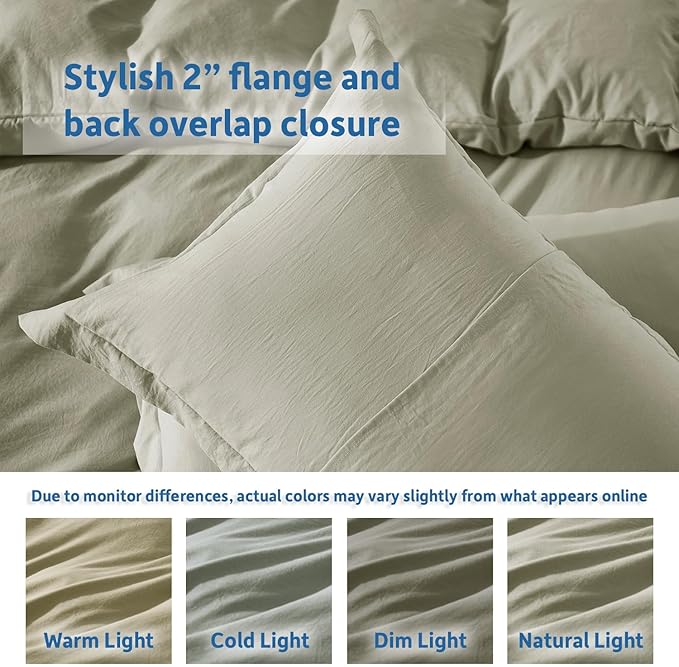 Nestl Twin Duvet Cover Set - Soft Prewashed Light Sage Duvet Cover Twin/Twin XL, 2 Piece, with Zipper Closure, 1 Duvet Cover 68x90 inches and 1 Pillow Sham