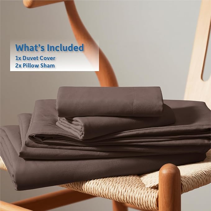 Nestl Chocolate Brown California King Duvet Cover Sets - Soft Double Brushed Cal King Duvet Cover, 3 Piece, with Button Closure, 1 Duvet Cover 104x98 inches and 2 Pillow Shams