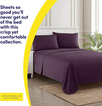 1500 Supreme Collection Twin XL Sheet Sets Purple- 3 Piece Bed Sheets and Pillowcase Set for Twin XL Mattress - Extra Soft, Elastic Corner Straps, Deep Pocket Sheets, Twin XL Purple