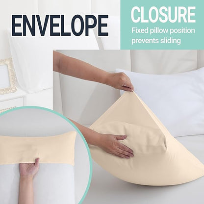 ZPECC Pillow Cases Standard Size Set of 4, 20x26 Envelope Closure Pillowcases, Soft Plain Brushed Microfiber Covers Hypoallergenic Breathable, Beige