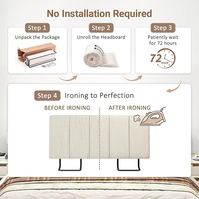 Twin Size Headboard Only-No Assembly Required, Beige | Easy to use no assembly required, Linen fabric and extra-thick foam for added comfort, Modern style headboard twin xl size