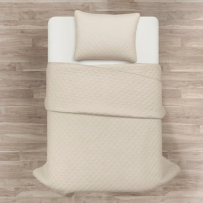 Lush Decor Ava Quilt Diamond Pattern Solid 2 Piece Oversized Bedding Blanket Bedspread Set - Twin-XL - Neutral