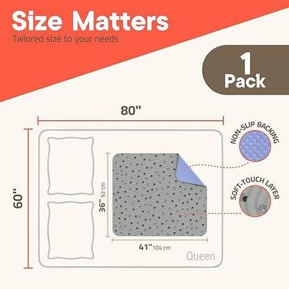 Washable Underpads 36"x41" ( Pack of 1) – Reusable Waterproof Bed Pads for Pets, Kids & Elderly, Extra Heavy Absorbent Incontinence Training & Bedwetting Pads, Non-Slip TPU Backing, Grey & Blue