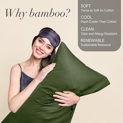 BEDELITE Body Pillow Cover, Rayon Made from Bamboo, Cooling Body Pillow Pillowcase for Hot Sleepers and Night Sweats, Breathable & Silky Soft Full Long Pillow Case Cover (Olive Green, 20x54 Inches)