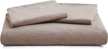 100% Cotton Duvet Cover Queen Size, Mauve Brown Linen-Like Natural Bedding Set with Zipper Closure (No Comforter), Queen Size, Duvet Cover (90"x90") x 1, Pillowsham(20"x26") x 2