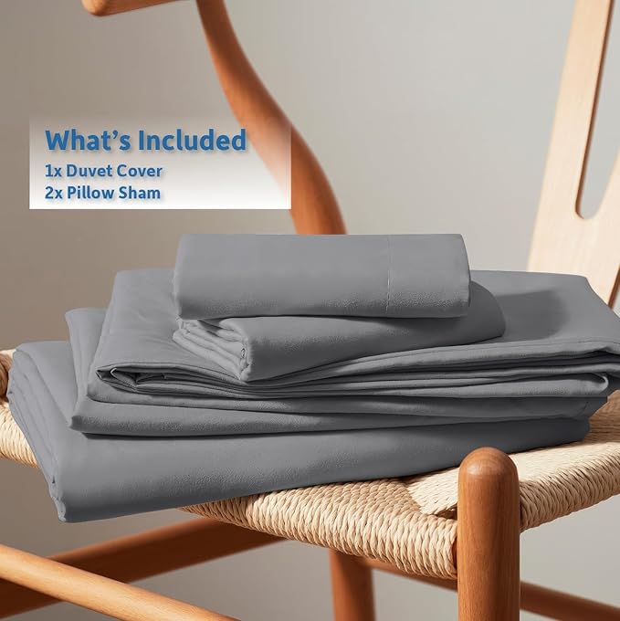 Nestl Grey California King Duvet Cover Sets - Soft Double Brushed Cal King Duvet Cover, 3 Piece, with Button Closure, 1 Duvet Cover 104x98 inches and 2 Pillow Shams