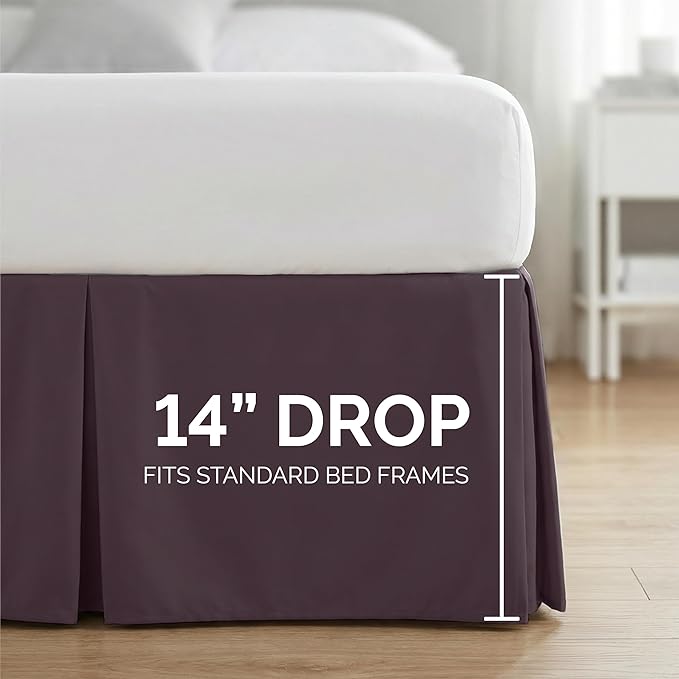 Southshore Fine Living, Inc. California King Bed Skirt - 14" Drop, Luxury Pleated Bed Skirts, California King Bedding Dust Ruffle, California King Size Bed Skirting, Purple