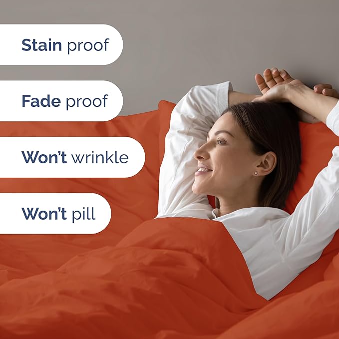 Duvet Cover Twin/Twin XL Size Set - Extra Soft Twin/Twin XL Duvet Cover 68" x 90" with 1 Pillow Sham - Hotel Luxury, Easy Care, Fade Free w/ Zipper Closures & Ties - Comfy & Breathable (Terracotta)