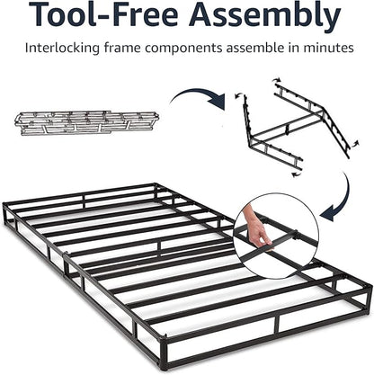 Amazon Basics Smart Box Spring Bed Base, 9-Inch Height Mattress Foundation, Tool-Free Easy Assembly, Full, Strong Support for All Mattress Types, 74"L x 53"W x 9"H, White