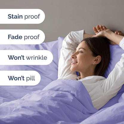 Duvet Cover Twin/Twin XL Size Set - Extra Soft Twin/Twin XL Duvet Cover 68" x 90" with 1 Pillow Sham - Hotel Luxury, Easy Care, Fade Free with Zipper Closures & Ties - Comfy & Breathable (Lavender)