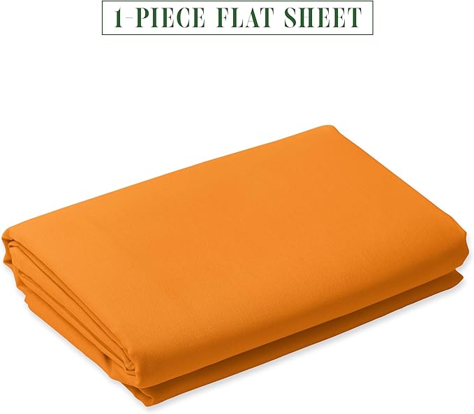Luxury Flat Sheet on Amazon Elegant Comfort Wrinkle-Free 1500 Premier Hotel Quality 1-Piece Flat Sheet, California King Size, Vibrant Orange