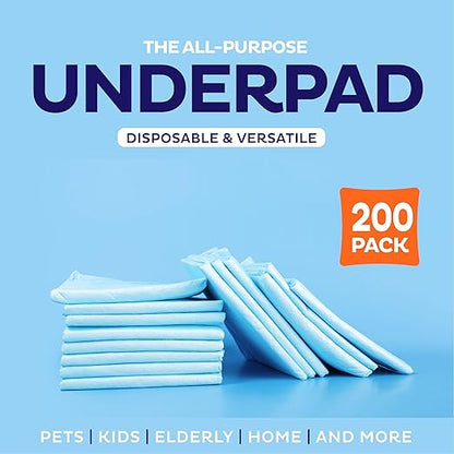Chucks Pads Disposable [200-Pack] Underpads 23x36 Incontinence Chux Pads Absorbent Fluff Protective Bed Pads, Pee Pads for Babies, Kids, Adults & Elderly | Puppy Pads Large for Training Leak Proof