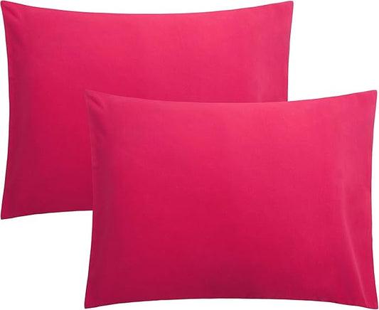 FLXXIE Pillow Cases Standard Size, Soft Microfiber Pillow Covers with Envelope Closure, Wrinkle, Stain Resistant Pillowcases, 2 Piece Set, 20x26, Magenta