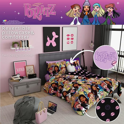 Franco Bratz Fashion Bedding 7 Piece Super Soft Comforter and Sheet Set with Sham, Queen, (100% Officially Licensed Product)