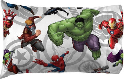 Jay Franco Kids Sheet Set with Fitted, Flat Sheets & Pillow Cover - Ultra-Soft Bedding with Pillowcase for Room Decor, Multi - Avengers, 4 Piece Full