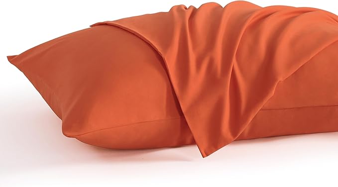 NTBAY King Pillow Cases Set of 2, 2 Pack Brushed Microfiber 20x36 Pillow Cases, Soft, Wrinkle, Fade, Stain Resistant Brunt Orange Pillow Cases with Envelope Closure, 20x36 Inches, Brunt Orange