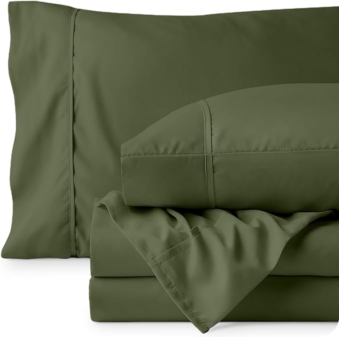 Bare Home Full XL Sheet Set - 1800 Ultra-Soft Microfiber Full Extra Long Bed Sheets - Double Brushed - Deep Pockets - Easy Fit - 4 Piece Set - Bedding Sheets & Pillowcases (Full XL, Cypress)
