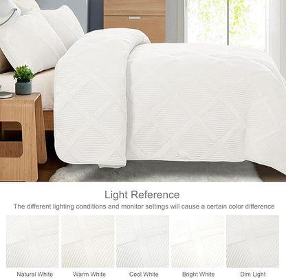 Exclusivo Mezcla King Quilt Set- White Quilts Bedding Set with 2 Pillow Shams, Modern King Bedspread with Striped Pattern, Soft Lightweight Bedspreads Coverlets for All Seasons