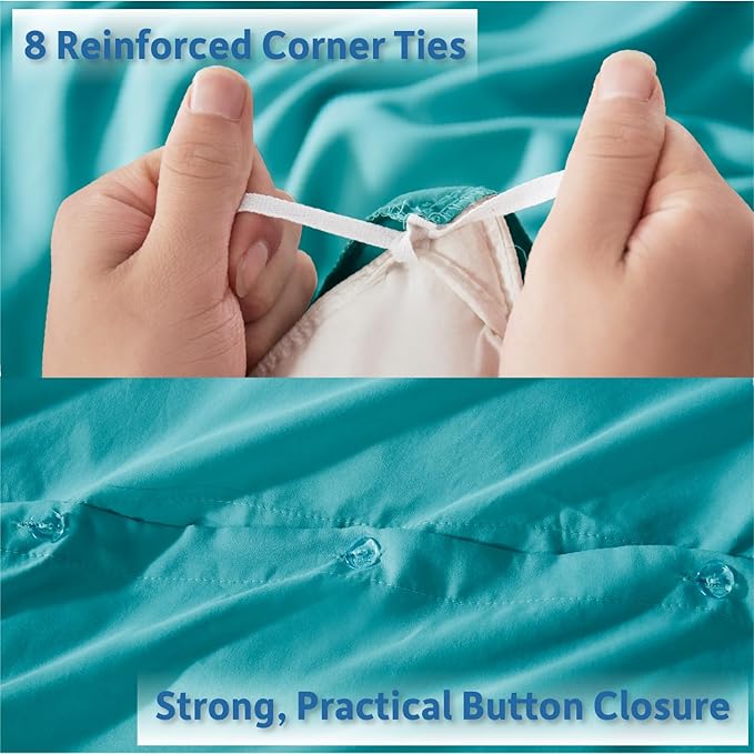 Nestl Teal Duvet Cover King Size - Soft Double Brushed King Duvet Cover Set, 3 Piece, with Button Closure, 1 Duvet Cover 104x90 inches and 2 Pillow Shams