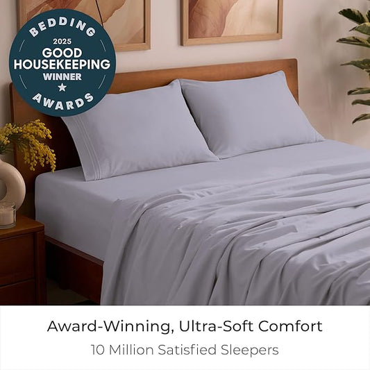 Mellanni Twin Sheet Set - 4-Piece Iconic Collection Bedding, (Including 2 Pillowcases), 16-Inch Deep Pocket, Easy Care, Extra Soft, Cooling Sheets, Brushed Microfiber - Lavender